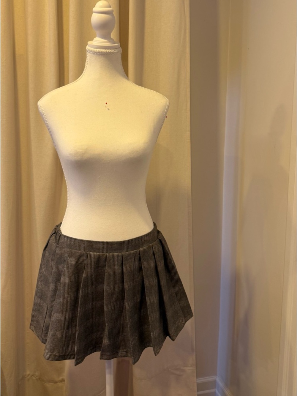Vintage Jbrand Brown and Gray Pleated Mini Skirt